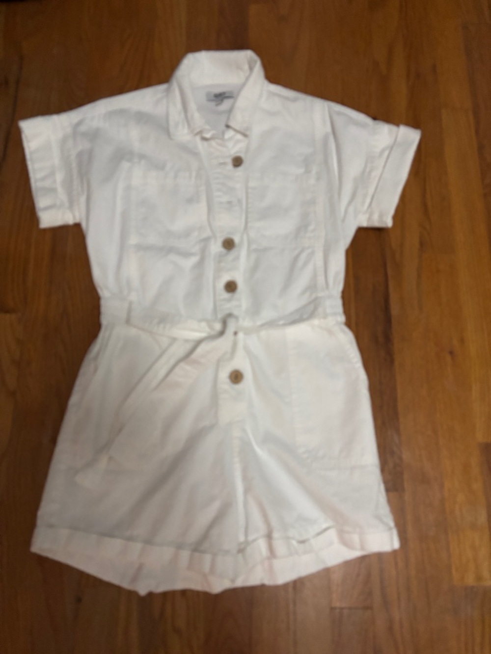 Oat New York White Short-Sleeve Button Romper